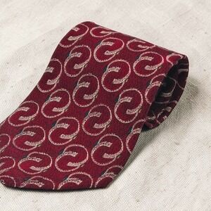Countess Mara All Silk Necktie Maroon CM Logo Pattern Made in USA Mens Vintage
